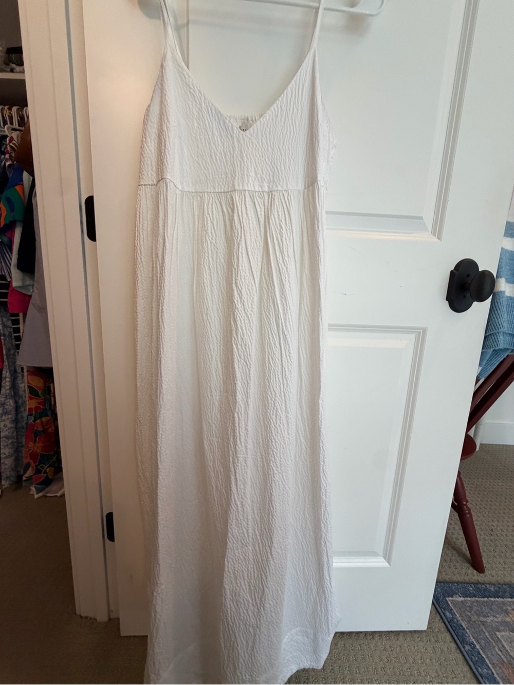 White V-Neck Spaghetti Strap Maxi Dress, Size M - Picture 2 of 5